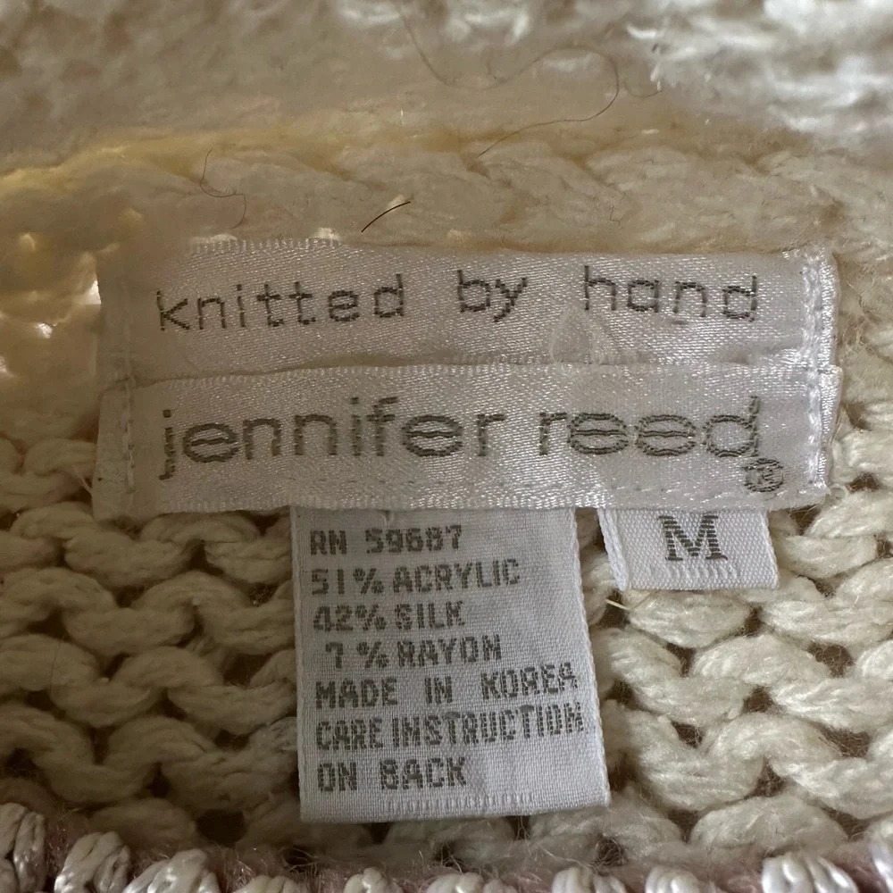 Vintage Silk Blend Jennifer Reed Hand-knit Sweater, M - Picture 7 of 9